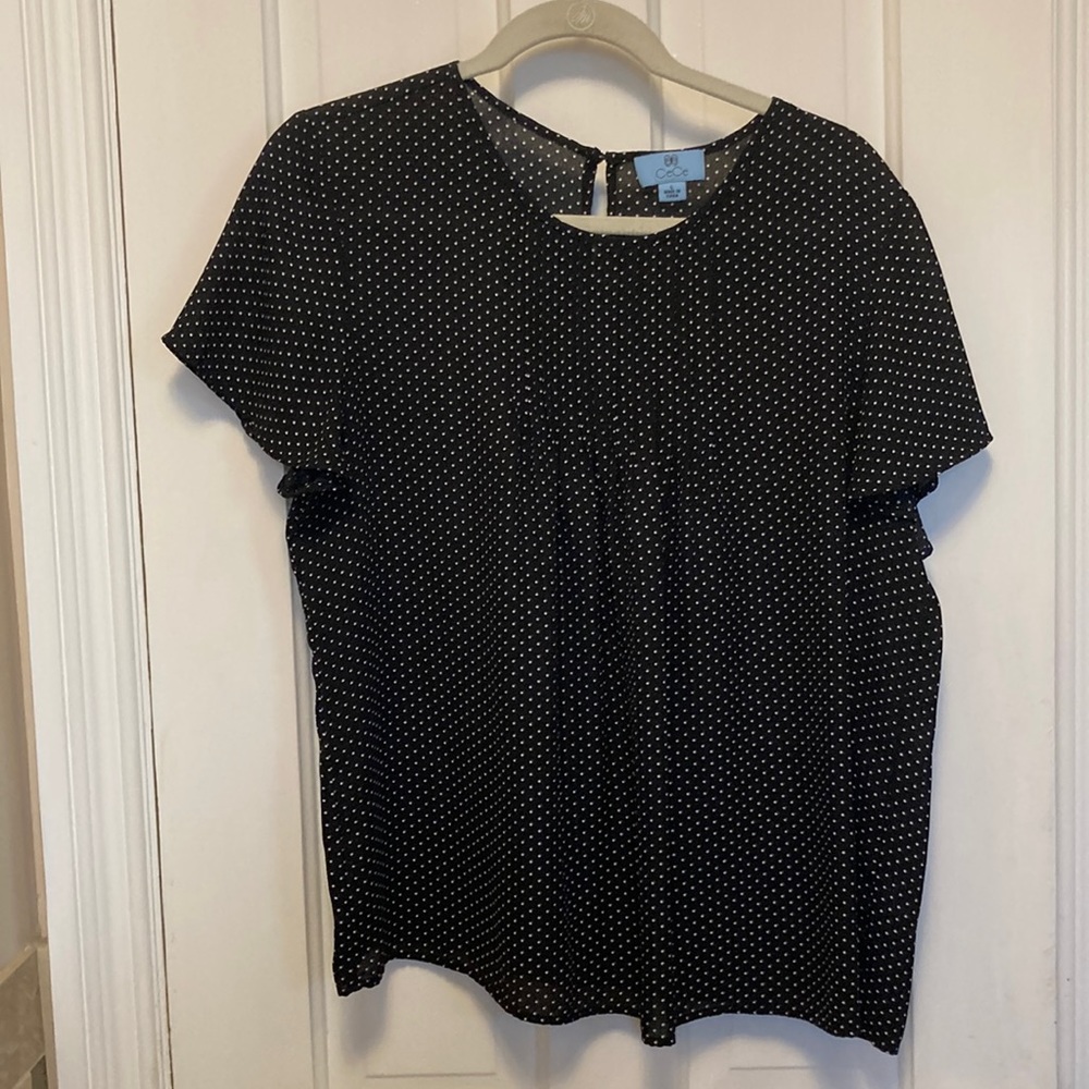 CeCe polka dot blouse; size L